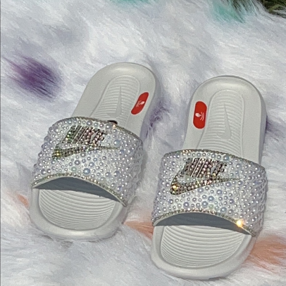 Blinged and Pearl Nike Slides